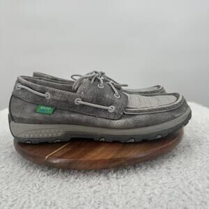 Twisted X Shoe Womens 10 M Gray Boat Shoe Driving‎ Moc Leather Comfort Western